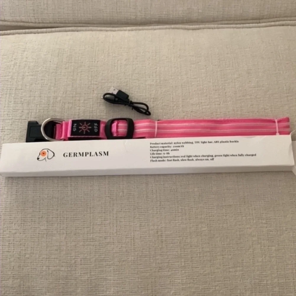 PINK LIGHT UP FOG COLLAR LEASH SIZE LARGE